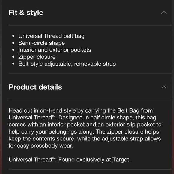 Universal thread black quilted belt bag NWT - Picture 9 of 9